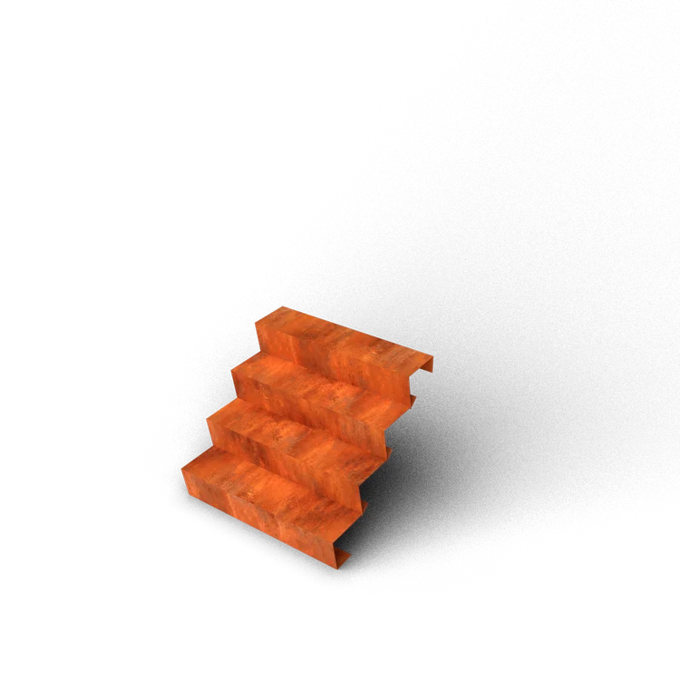 trappen, basamaklar, turuncu, pas, 3D render