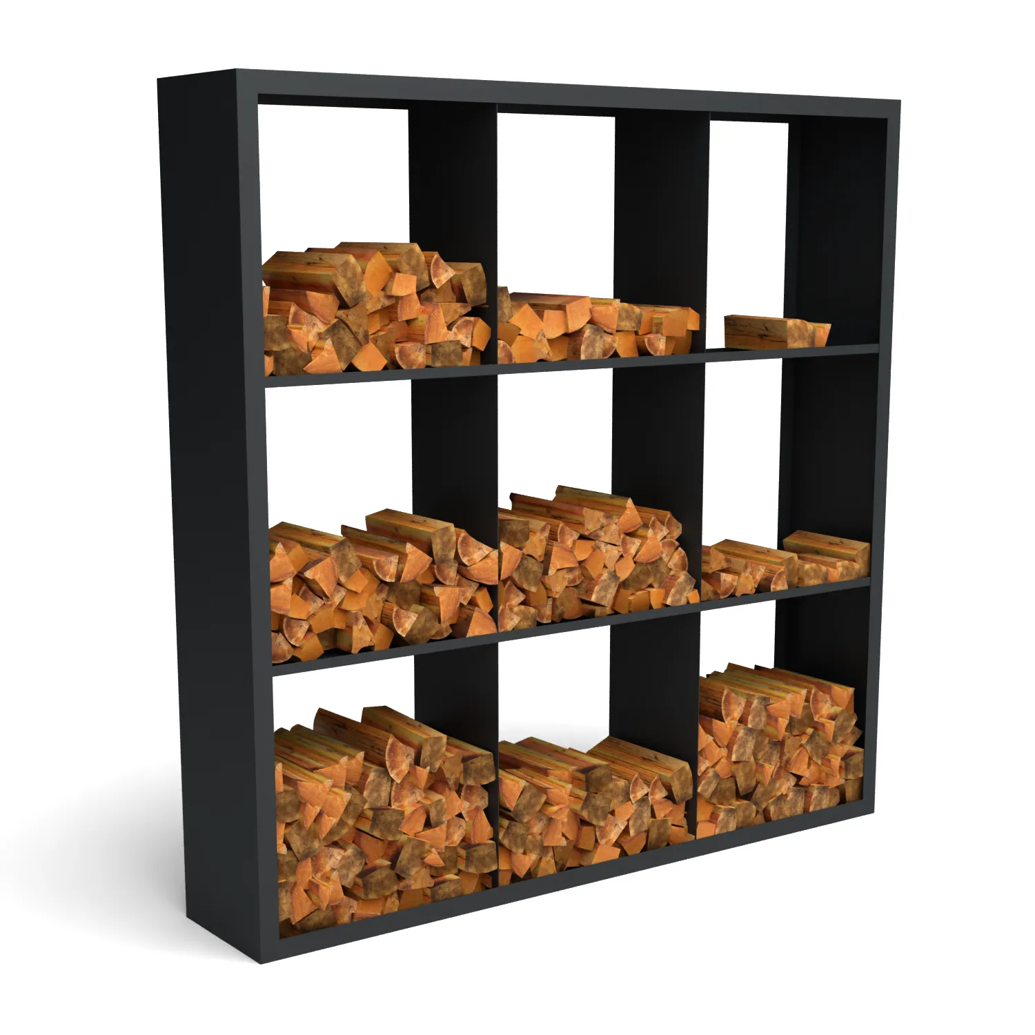 houtblokjes, haardhout, opslagrek, metalenrek, verzamelvlakken