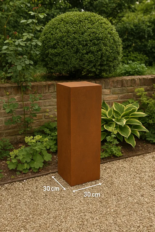 roestvrij staal, tuinpaal, 30 cm, vierkant, oxidatie