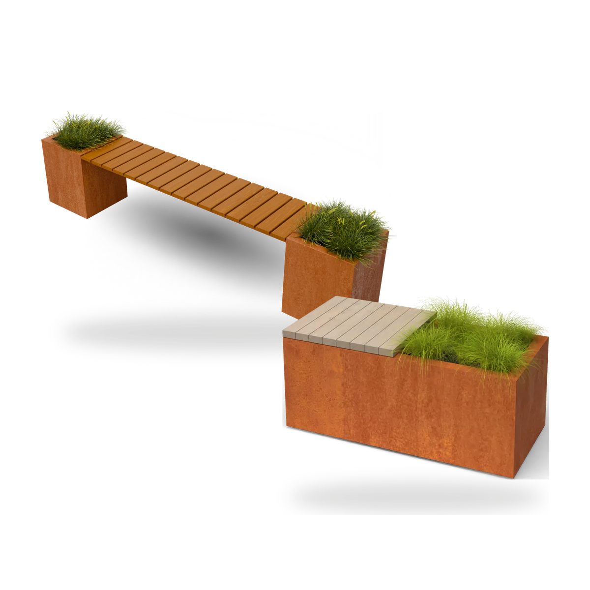 Plantenbakken met zitbank